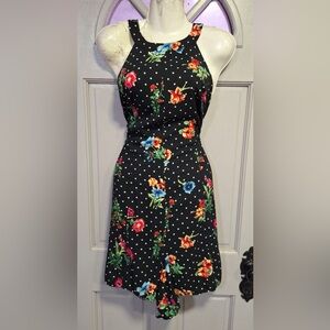 Forever 21 Black Floral Polka Dot vintage style romper